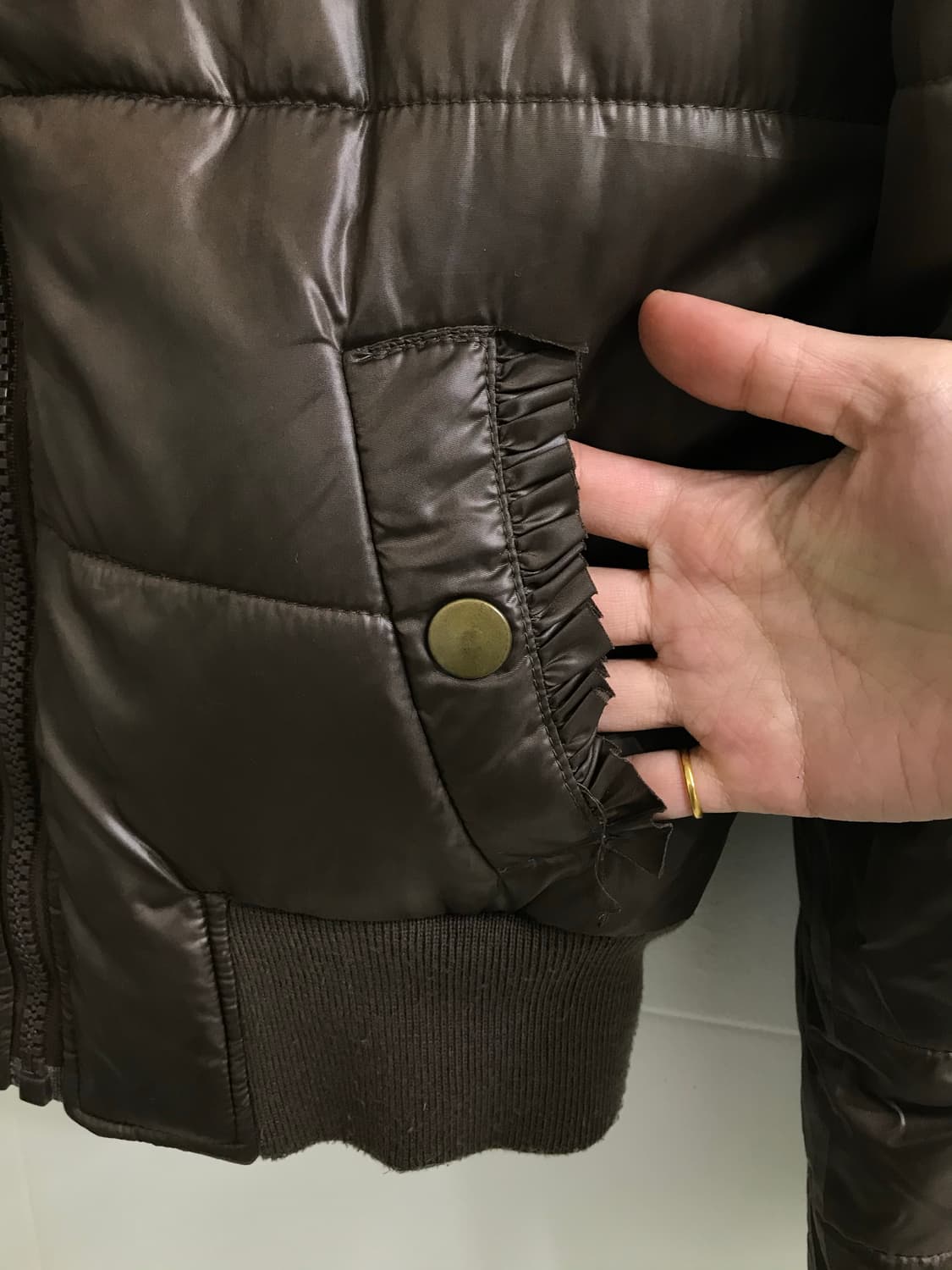 빈티지 브라운 캐주얼 슬림 스트릿 글로시 패딩 코디 세트 상품이미지5