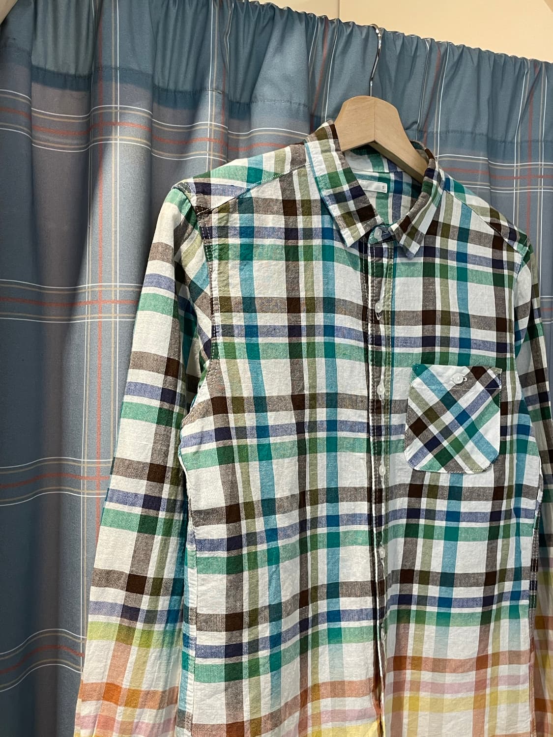 일본빈티지 그라데이션 체크셔츠 상품이미지2