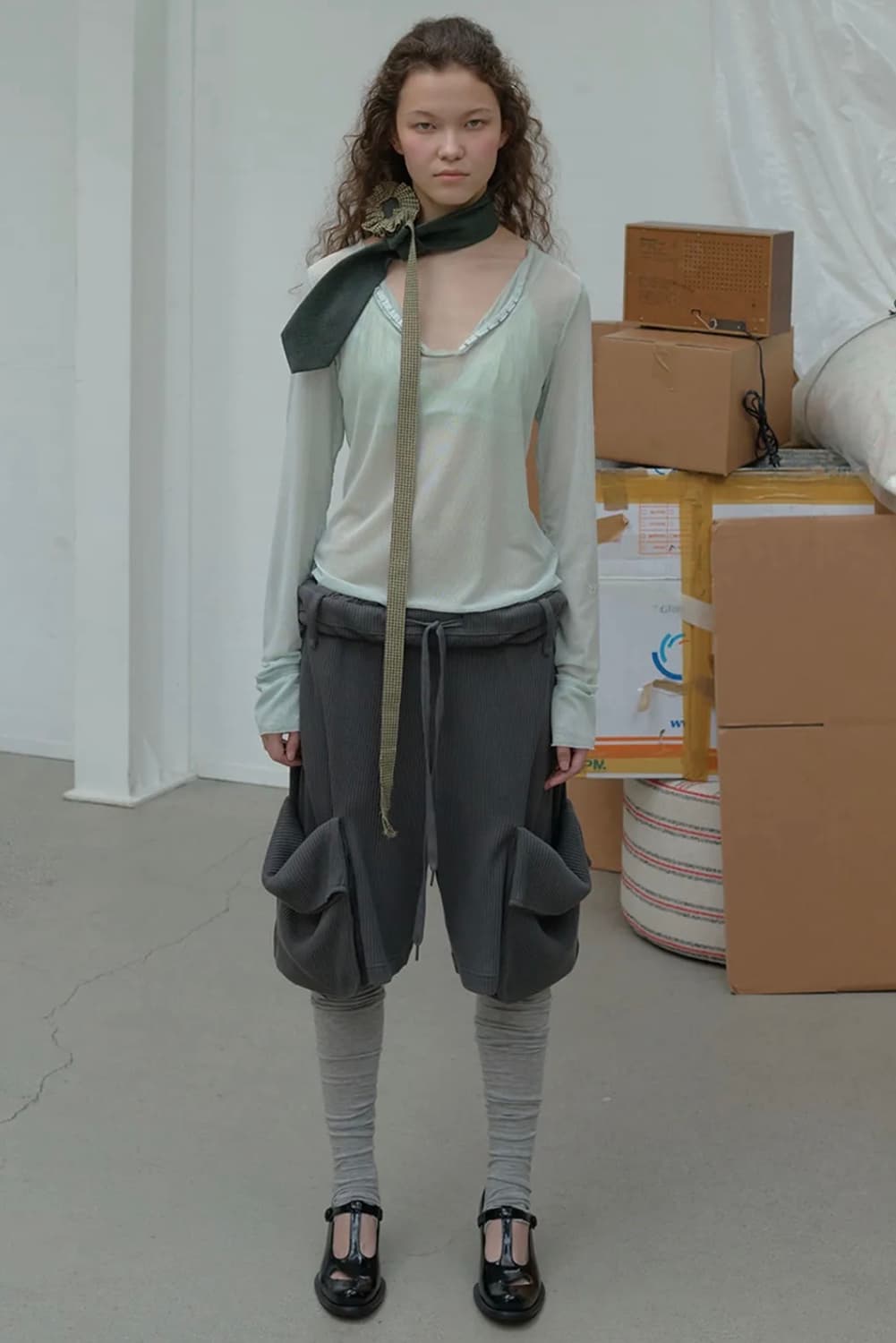 오픈와이와이 mesh hook henley long sleeve mint 상품이미지1