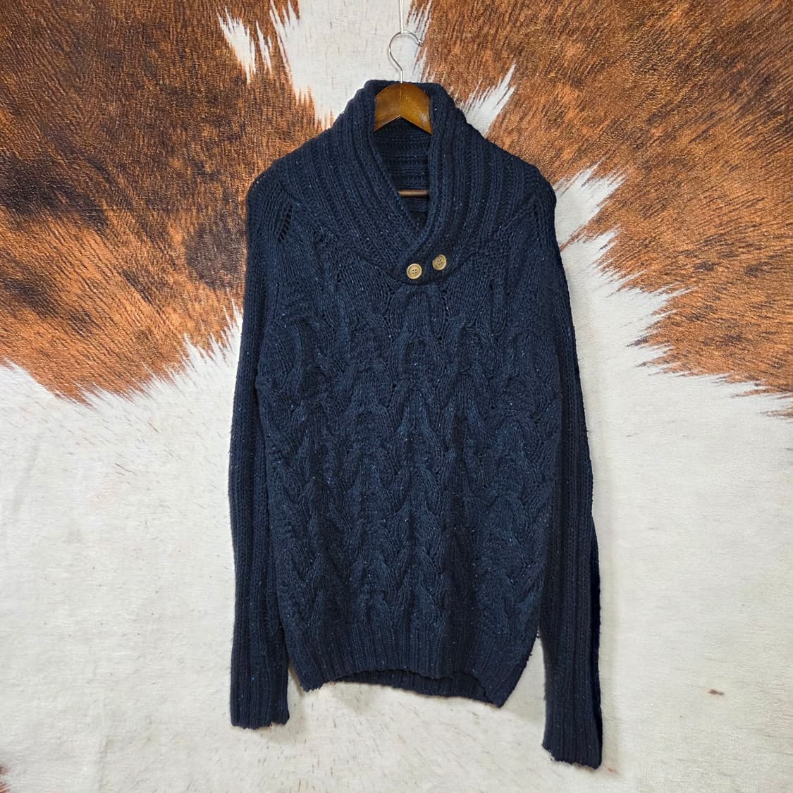 풀앤베어 네이비 꽤배기 카라 하이넥 니트 상품이미지1