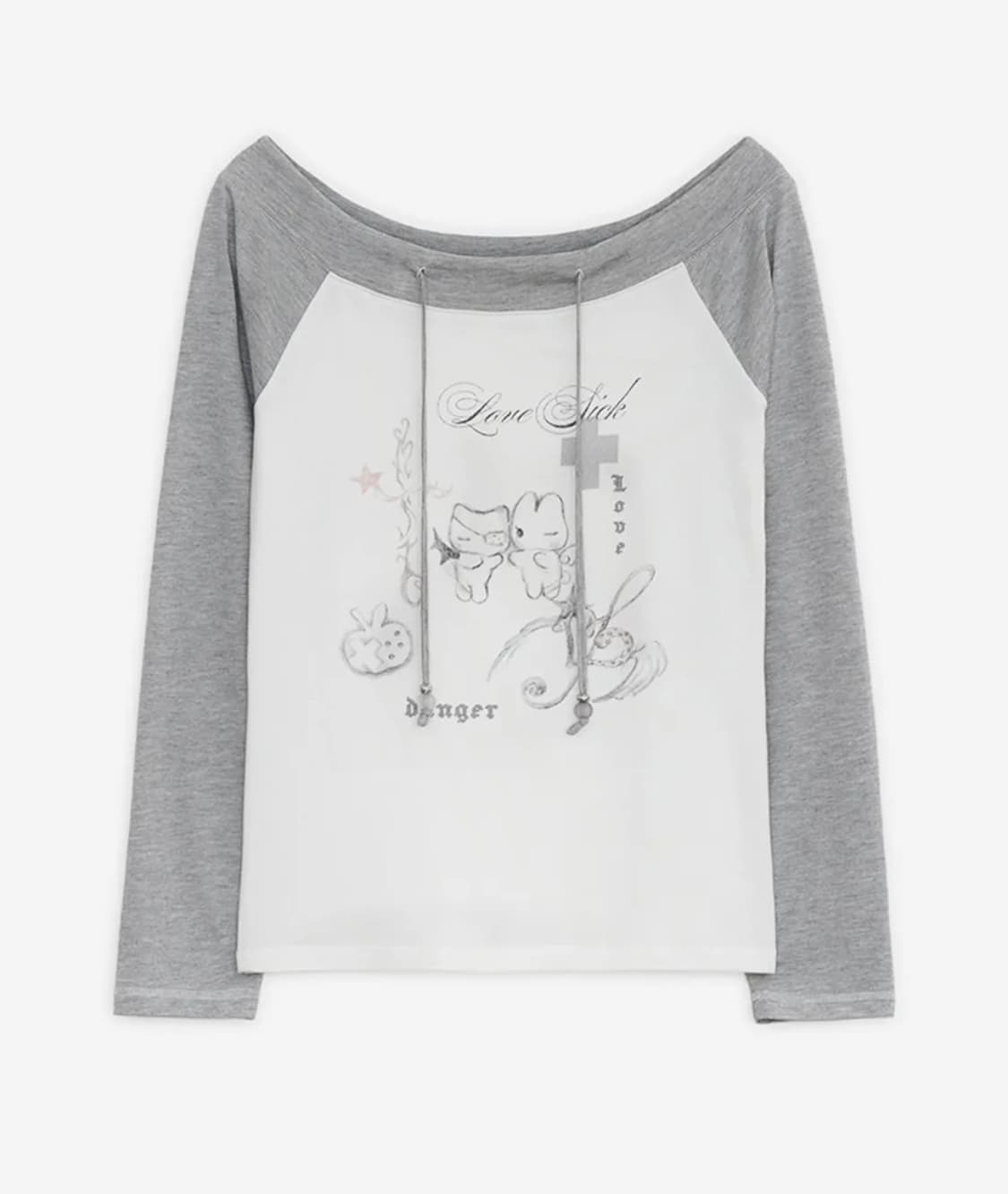 허그유어스킨 러브 시크 드로잉 오프숄더 탑 아이보리 상품이미지1