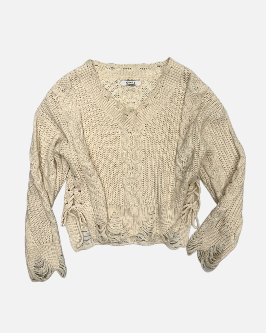 grunge distressed lace-up knit 상품이미지1