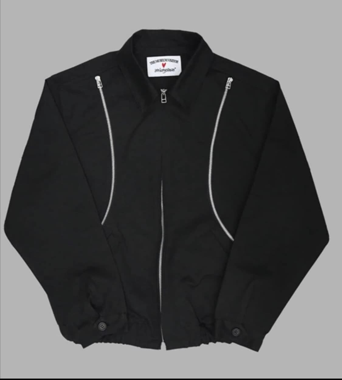 더뮤지엄비지터 플라워 프린트 지퍼 블루종 블랙 상품이미지2