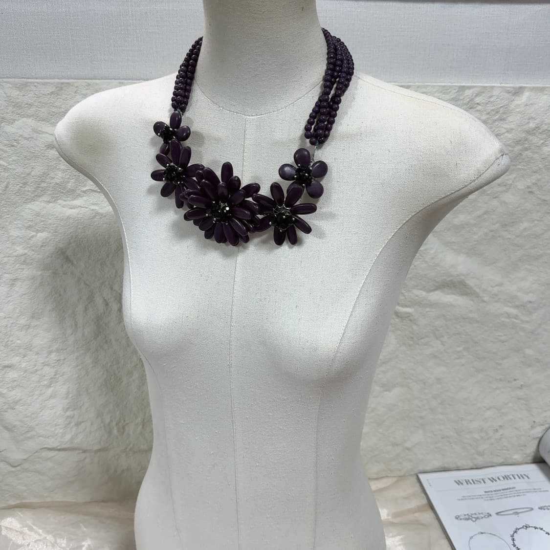 빈티지 다크 보라 송석 레이어드 목걸이 상품이미지1