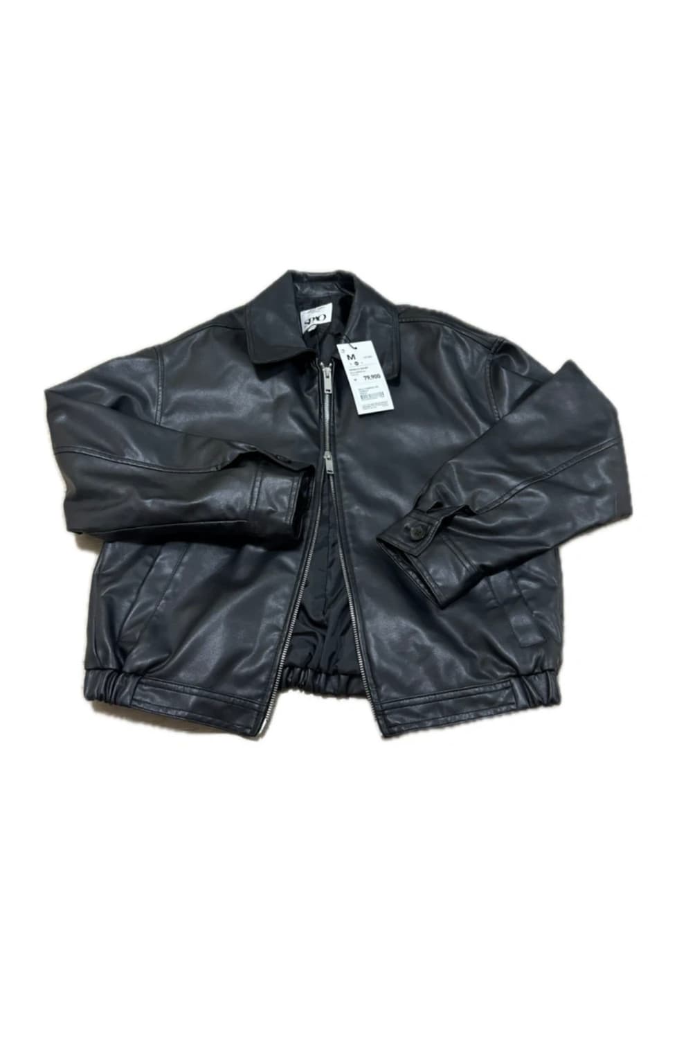 (새옷, 택O) 스파오 레더 투웨이 자켓 블랙 M 상품이미지1