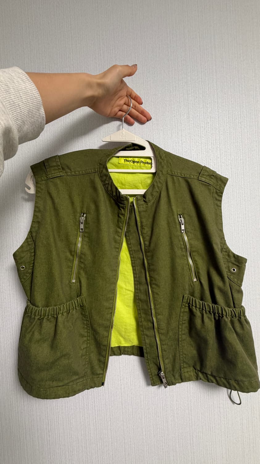 더오픈프로덕트 셔링 워크 베스트 카키 2사이즈 상품이미지3