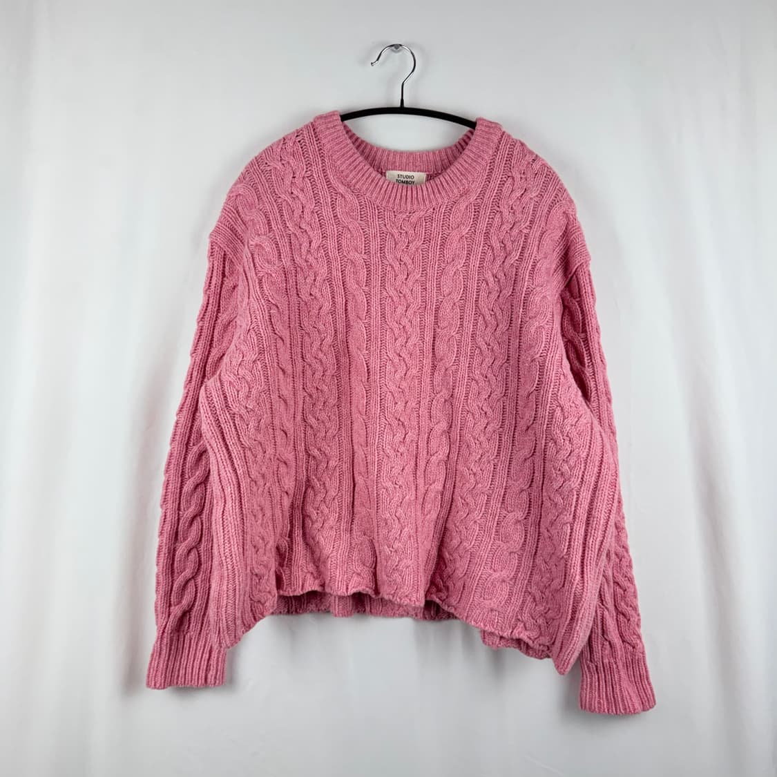 (F) 스튜디오톰보이 울 케이블 꽈배기 니트 핑크 상품이미지2