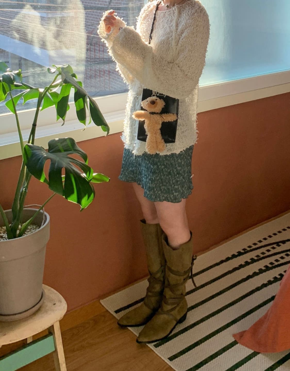 데일리마켓 베이지 가죽레더 스트랩(줄) 부츠 leather boots 상품이미지3