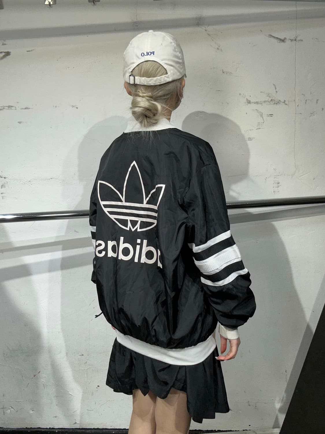 아디다스 블랙 화이트 빅 로고 바람막이 트랙 자켓 L 상품이미지3