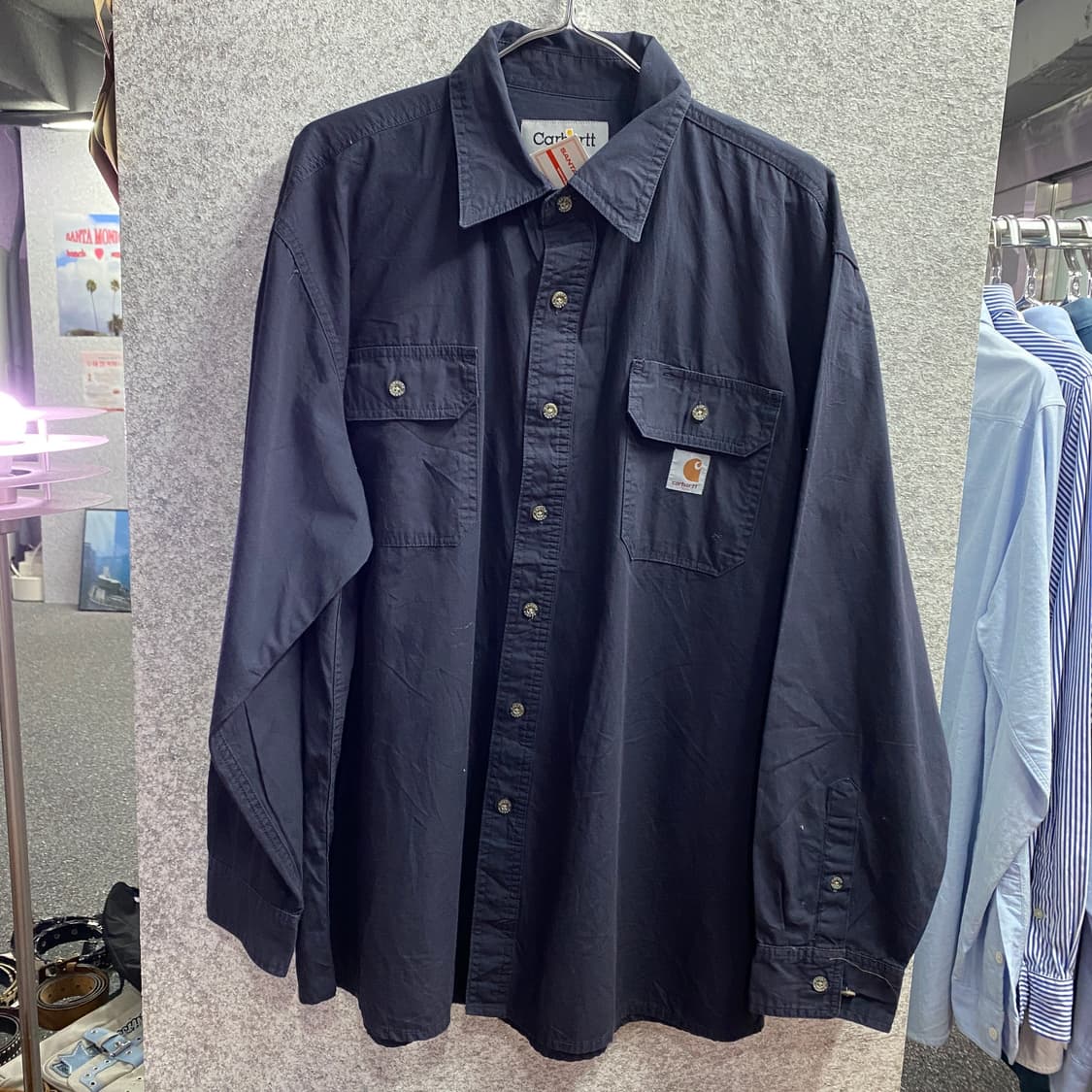 칼하트 포켓로고 네이비 워크 셔츠 B3695 상품이미지2