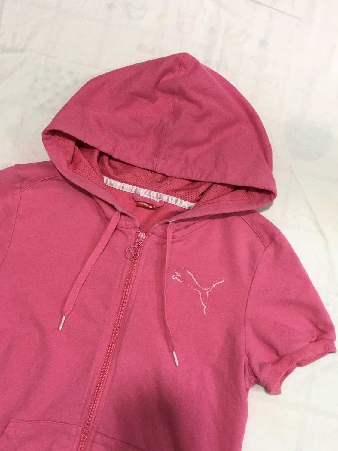 푸마 Puma 핫핑크 퍼프 y2k 반팔 후드집업 상품이미지2