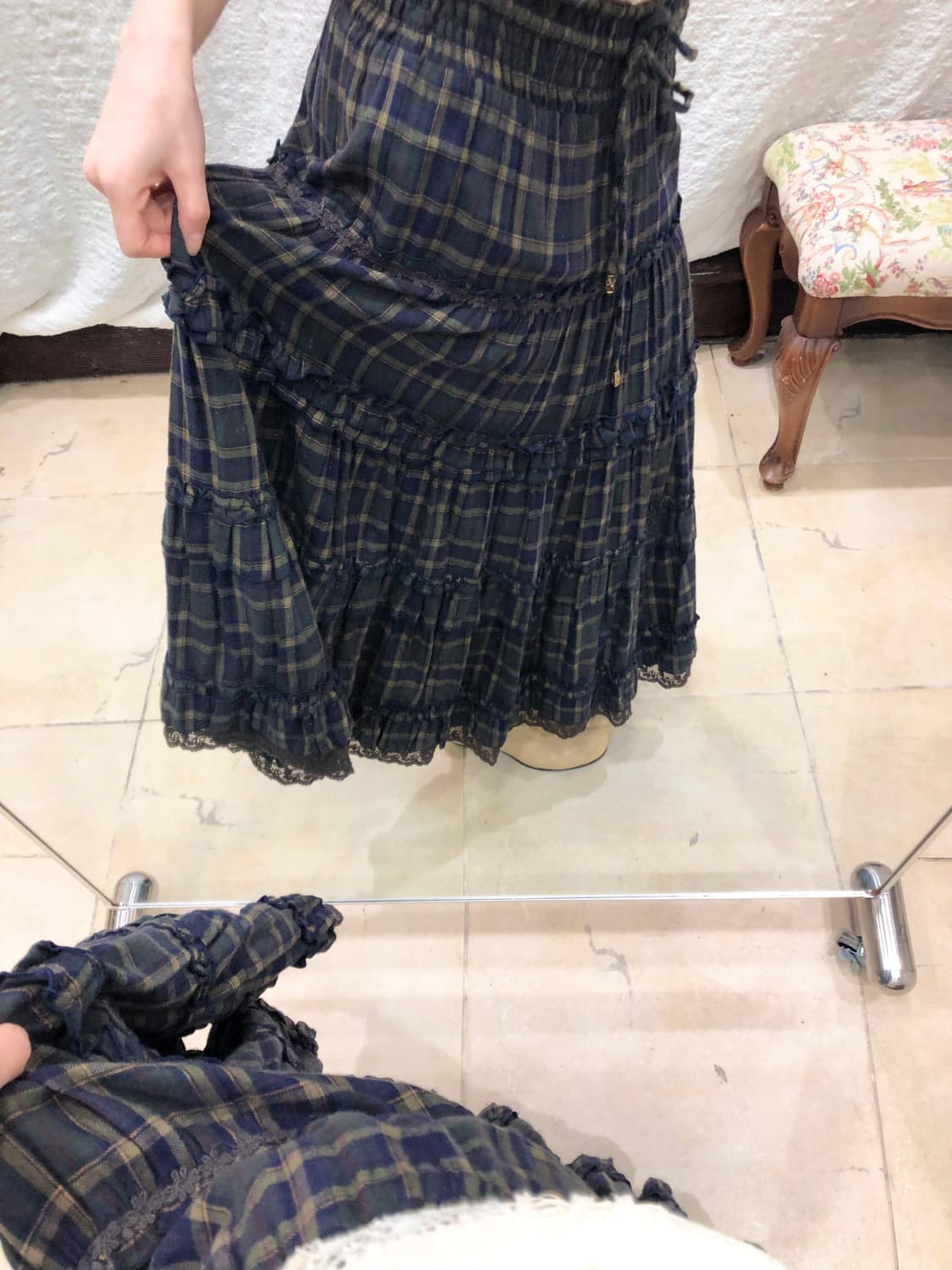 plaid ruffle breeze skirt 상품이미지1