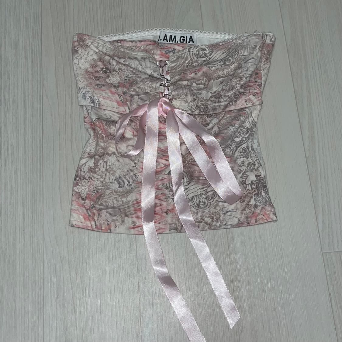 아이엠지아 리본 포인트 프린팅 튜브탑 xs 상품이미지1