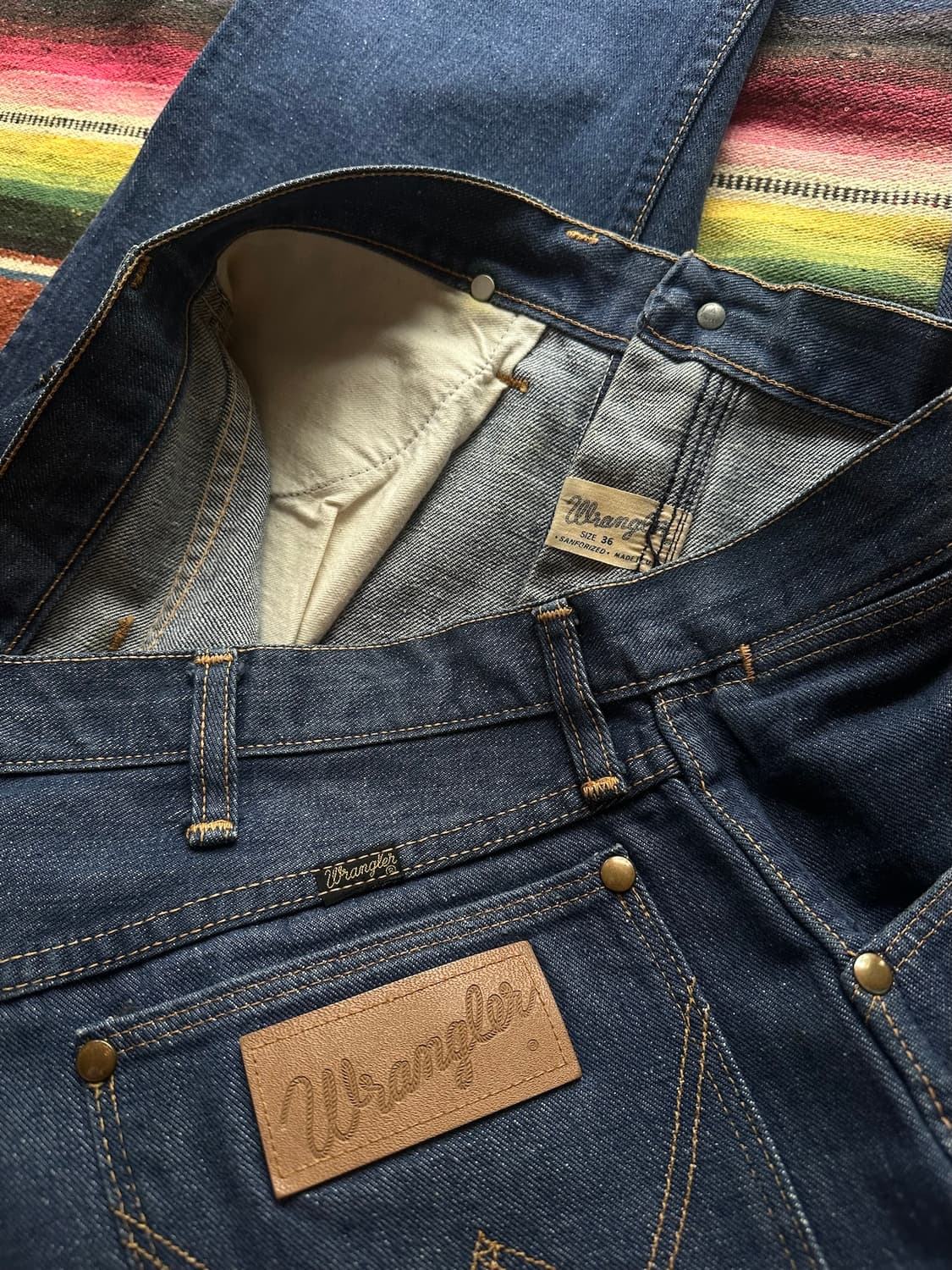 70s USA 빈티지 랭글러 13MWZ 셀비지 데님 팬츠 상품이미지9