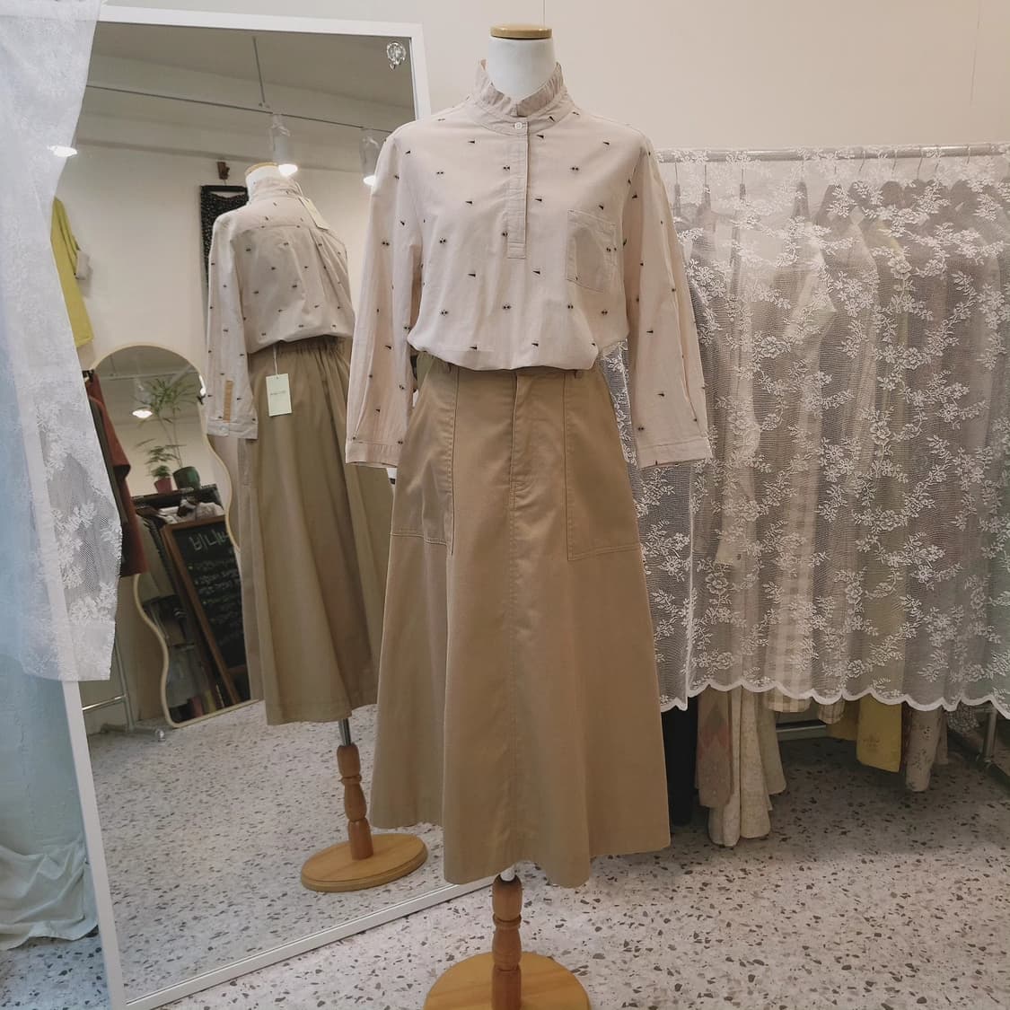 W closet 베이지 포켓 면스커트 상품이미지2