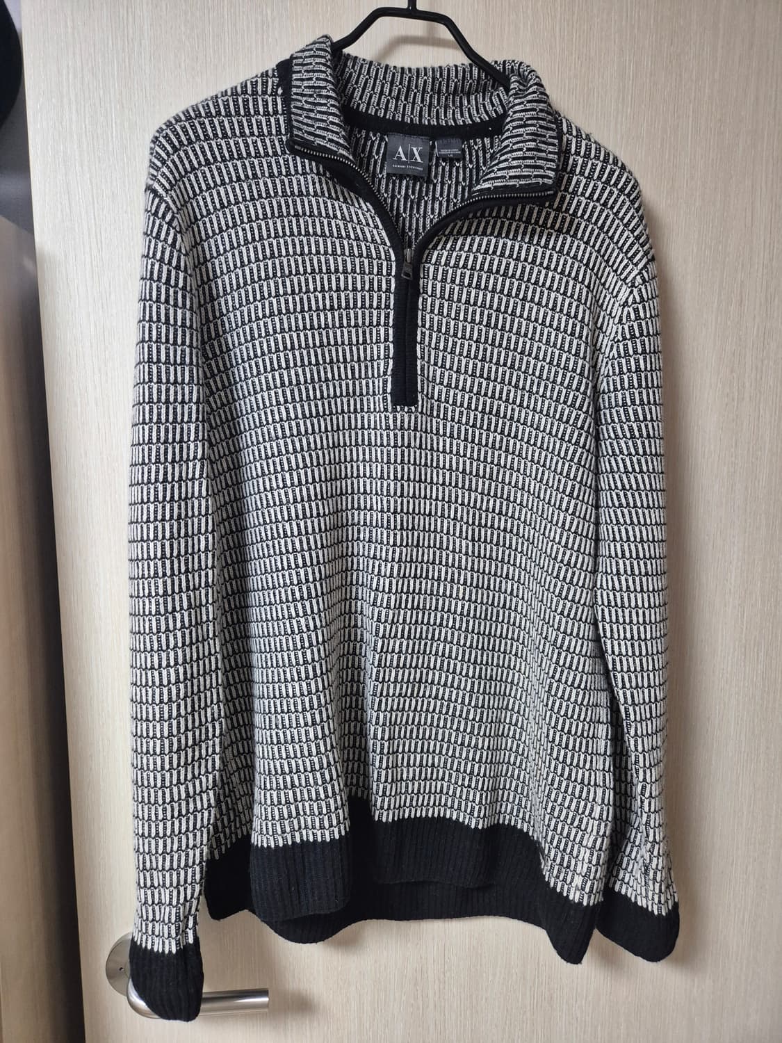 아르마니 익스체인지 하프넥 울 니트 반집업 패턴니트 라지 상품이미지1
