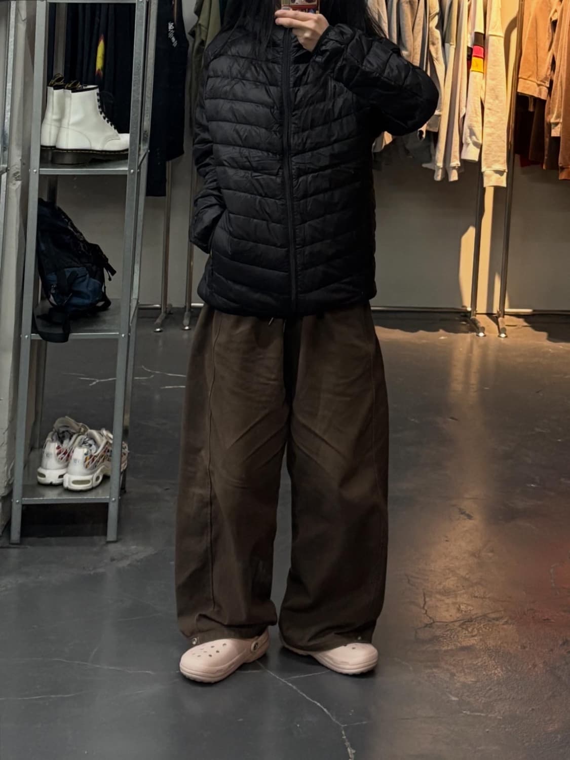 빈티지 블랙 다운경량 후드자켓 A3094 상품이미지1