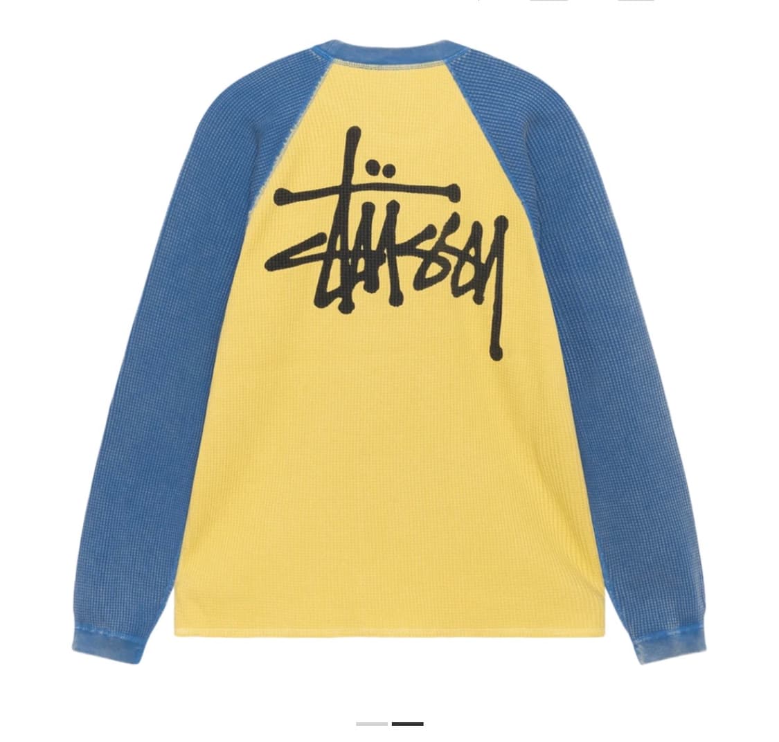 L) 스투시 써멀 투톤 롱슬리브 티셔츠 옐로우 상품이미지1