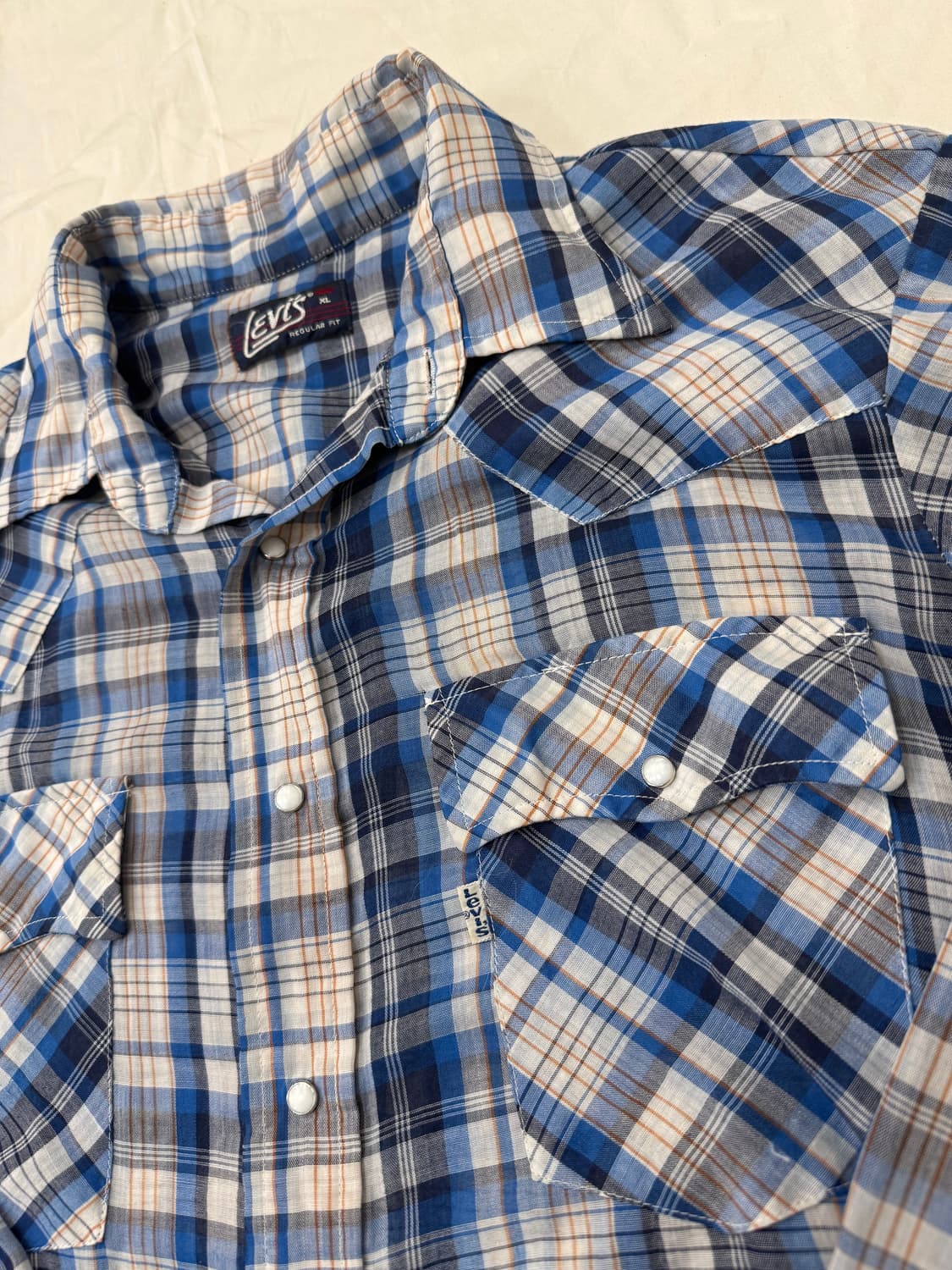 Levi’s 리바이스 빈티지 웨스턴 셔츠 블루 체크 긴팔 XL 상품이미지2
