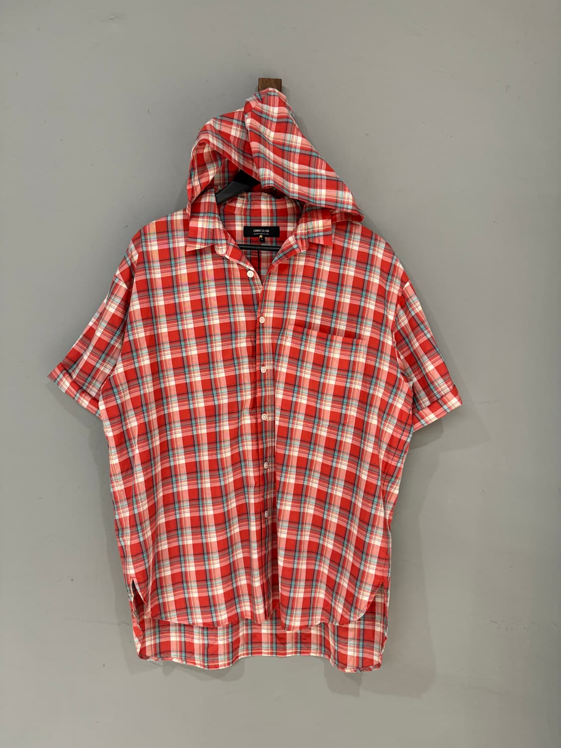 red check pattern hood shirt  상품이미지4