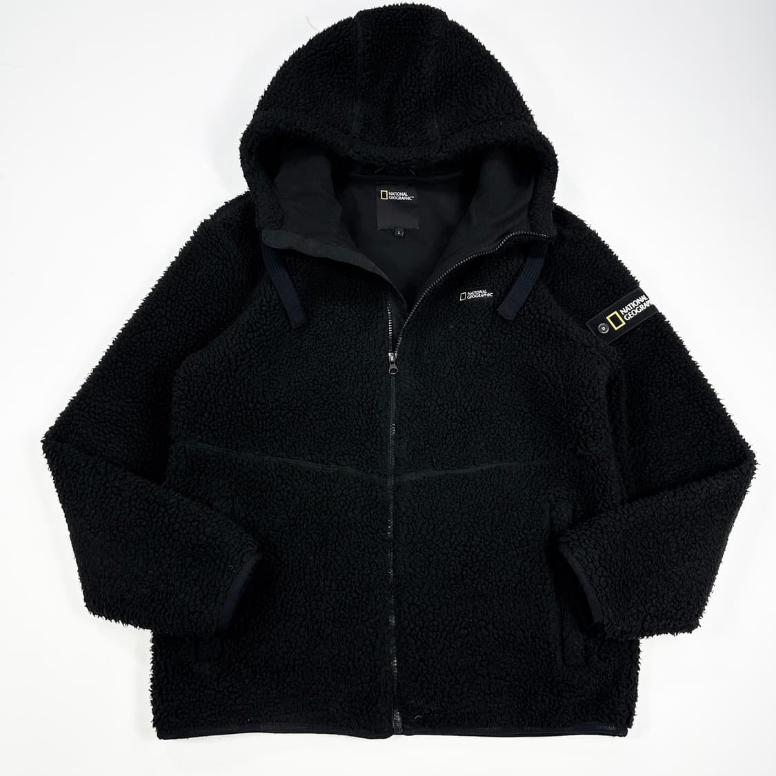 내셔널지오그래픽 와펜 블랙 후리스 후드집업 (L) 상품이미지2