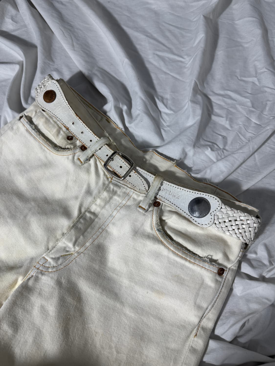 Rapture 코인 스터드 위빙 레더 벨트 상품이미지2