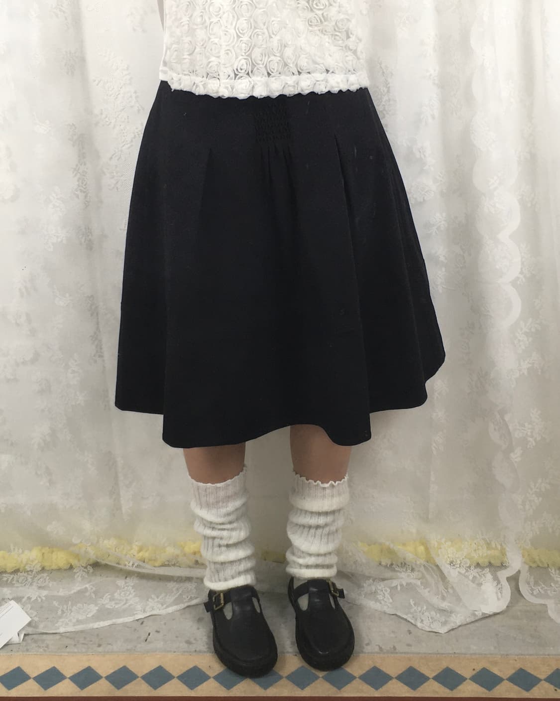 JPN black silk blend midi skirts 상품이미지1