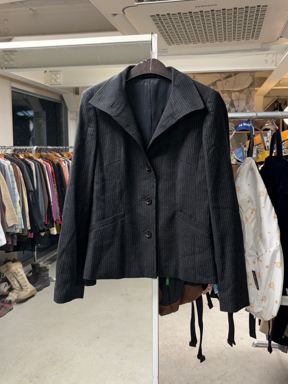 Kiyoko takase 하이넥 핀스트라이프 울자켓 상품이미지3