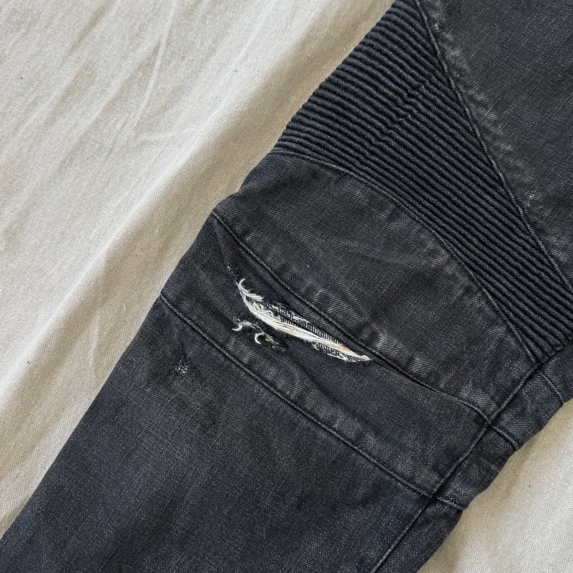 발망 바이커 흑청 데미지 데님팬츠 33 상품이미지3