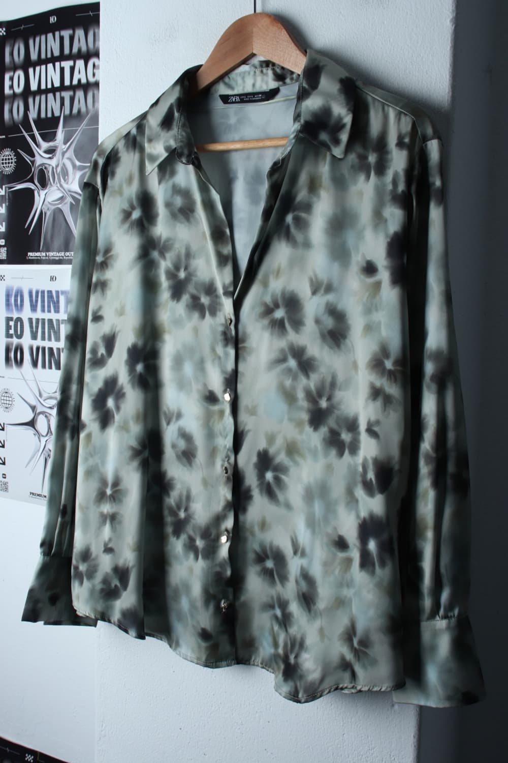 W(XL) 자라 셔츠 남방 블라우스 그린 패턴 유니크-H30895 상품이미지1