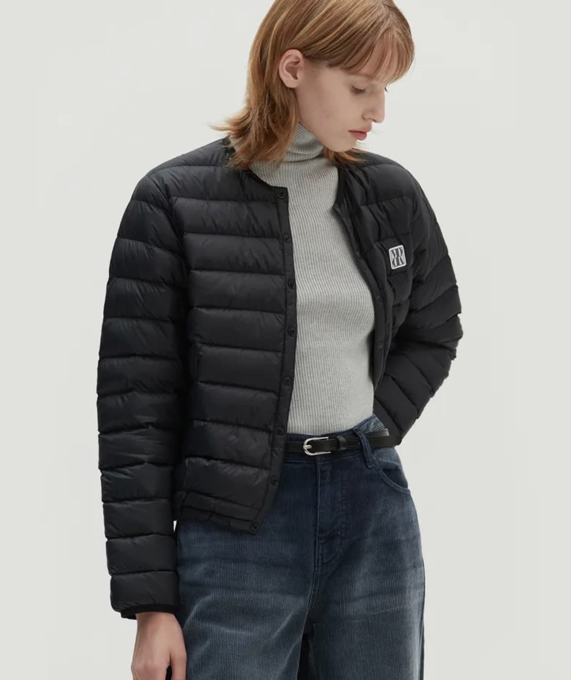 몽돌 덕다운 로고 경량 패딩 블랙 상품이미지1