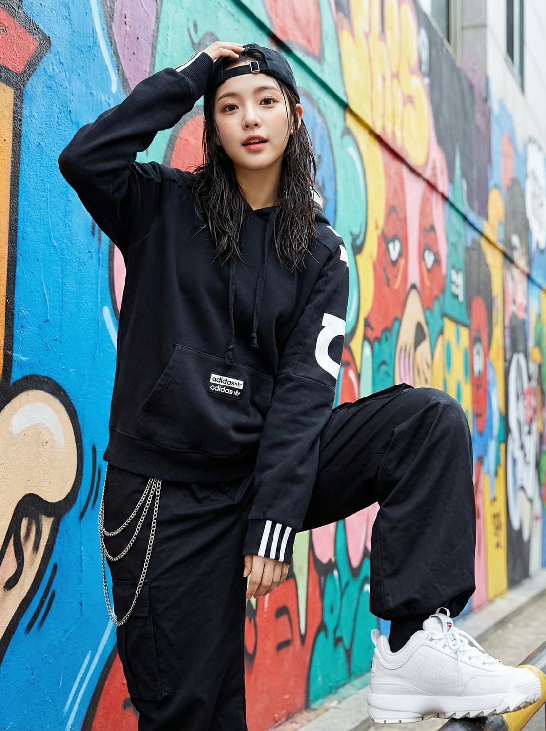 아디다스 블랙 기모 후드티 트레포일 로고_M 상품이미지1