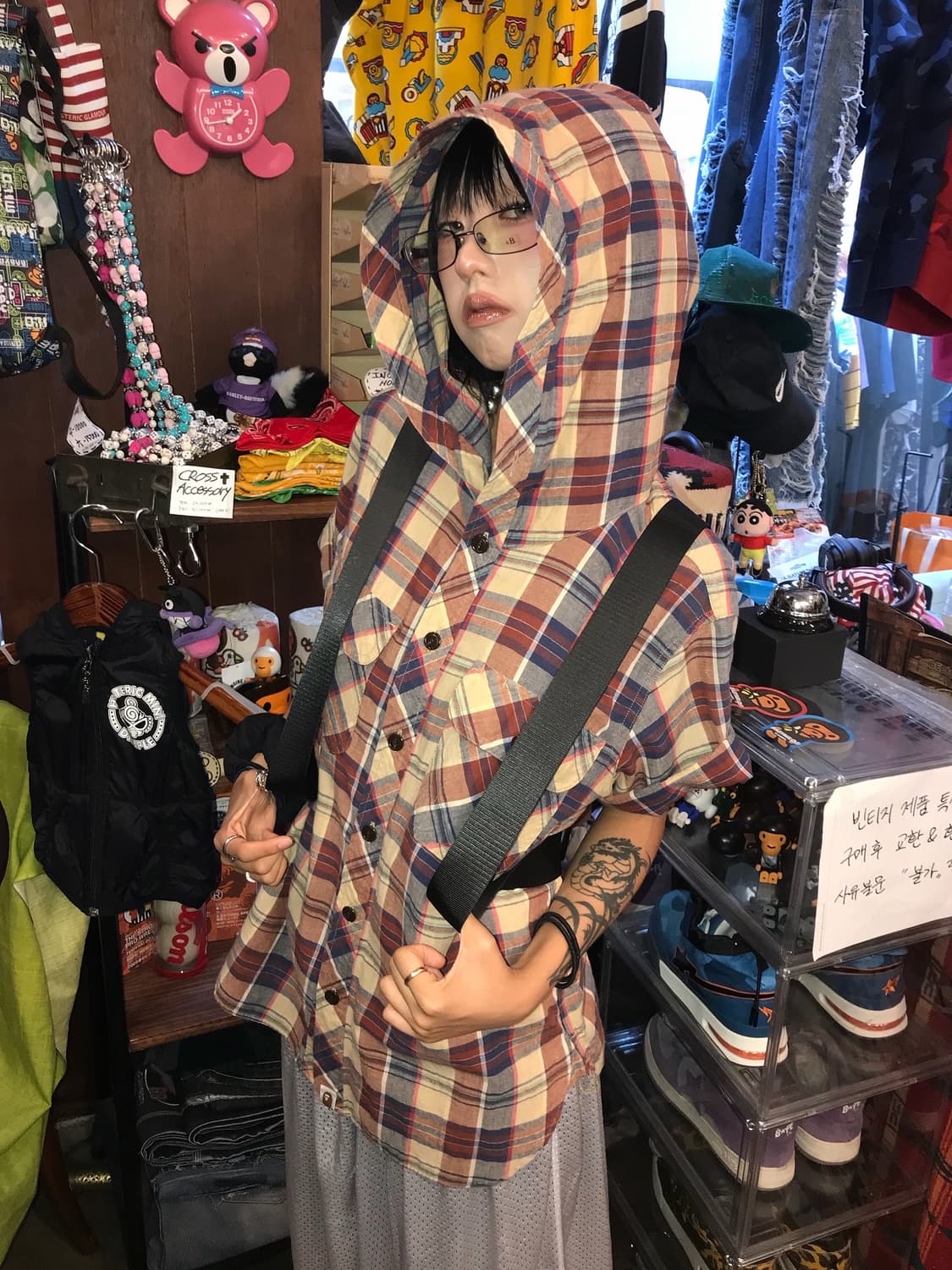 < Bape Check Pattern High Neck Hooded Ja 상품이미지1