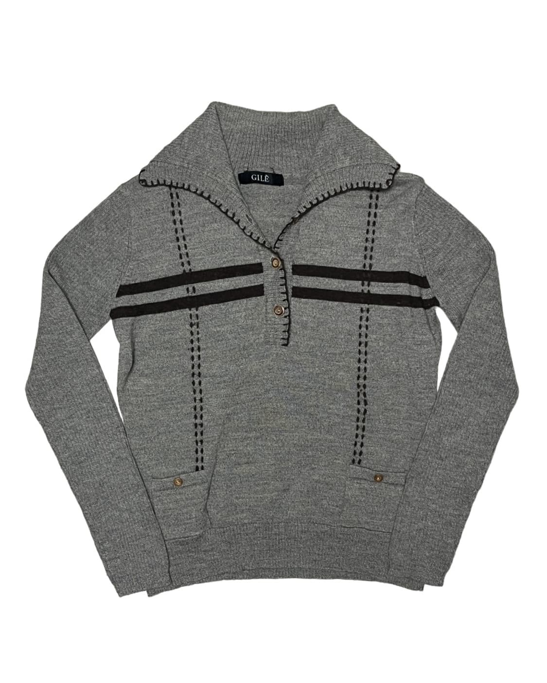Button&collar wool knit 상품이미지1