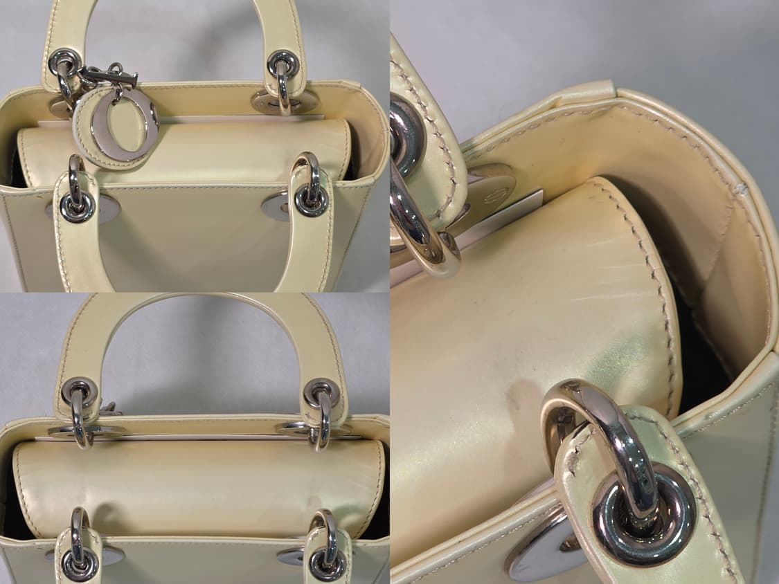 디올 레이디디올 미니 연노랑 애나멜 은장 토트백 상품이미지7