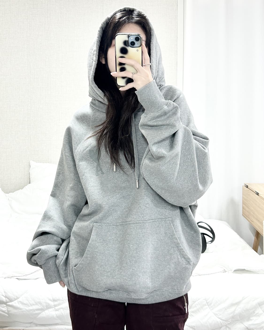 아미 스몰로고 그레이 헤비스웻 후드 상품이미지1