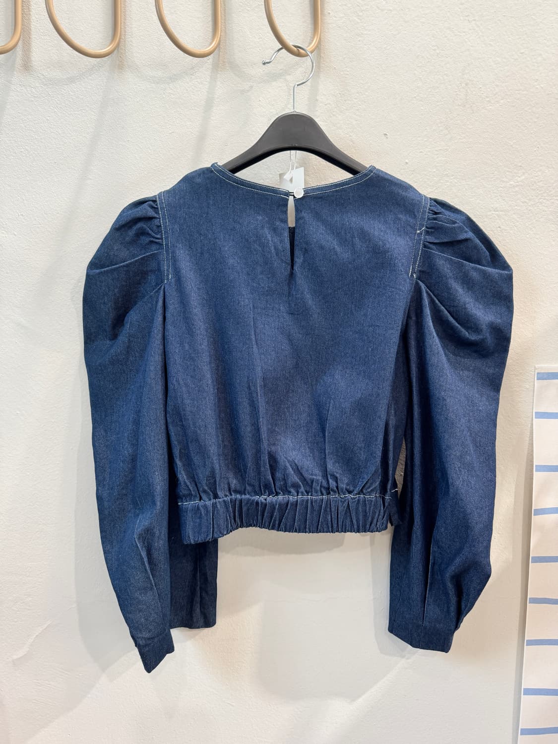 vintage 데님 퍼프소매 블라우스 상품이미지5