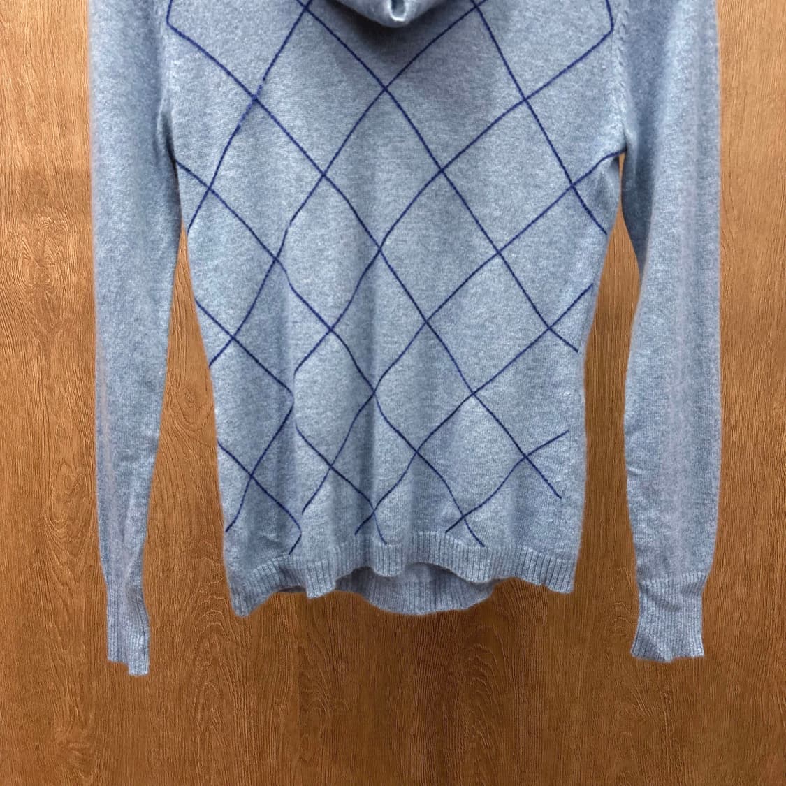 막스마라 위켄드 터틀넥 캐시미어 긴팔 니트 아가일 패턴 디테일 블루 상품이미지5