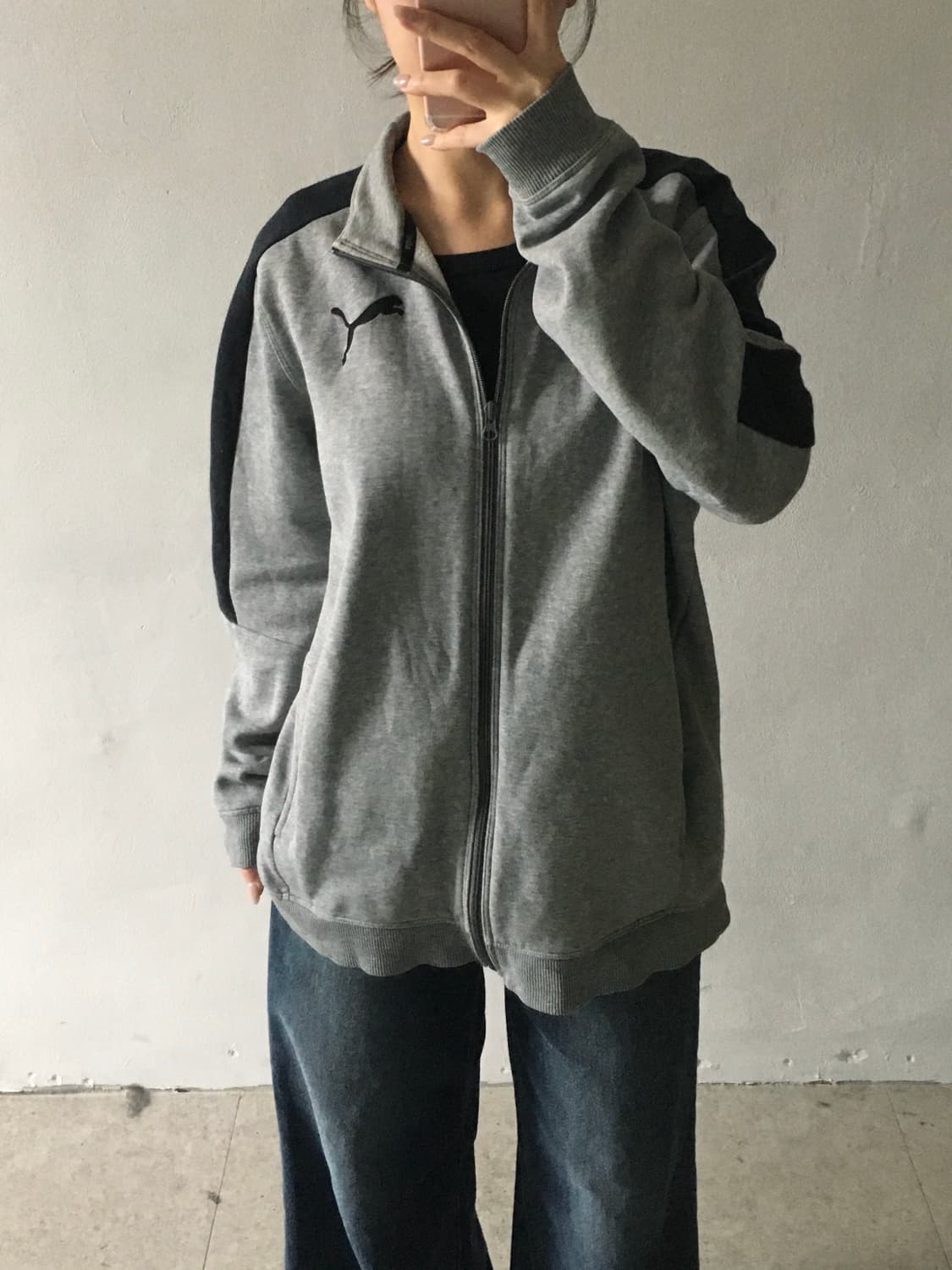 퓨마 자수 코튼집업 상품이미지1