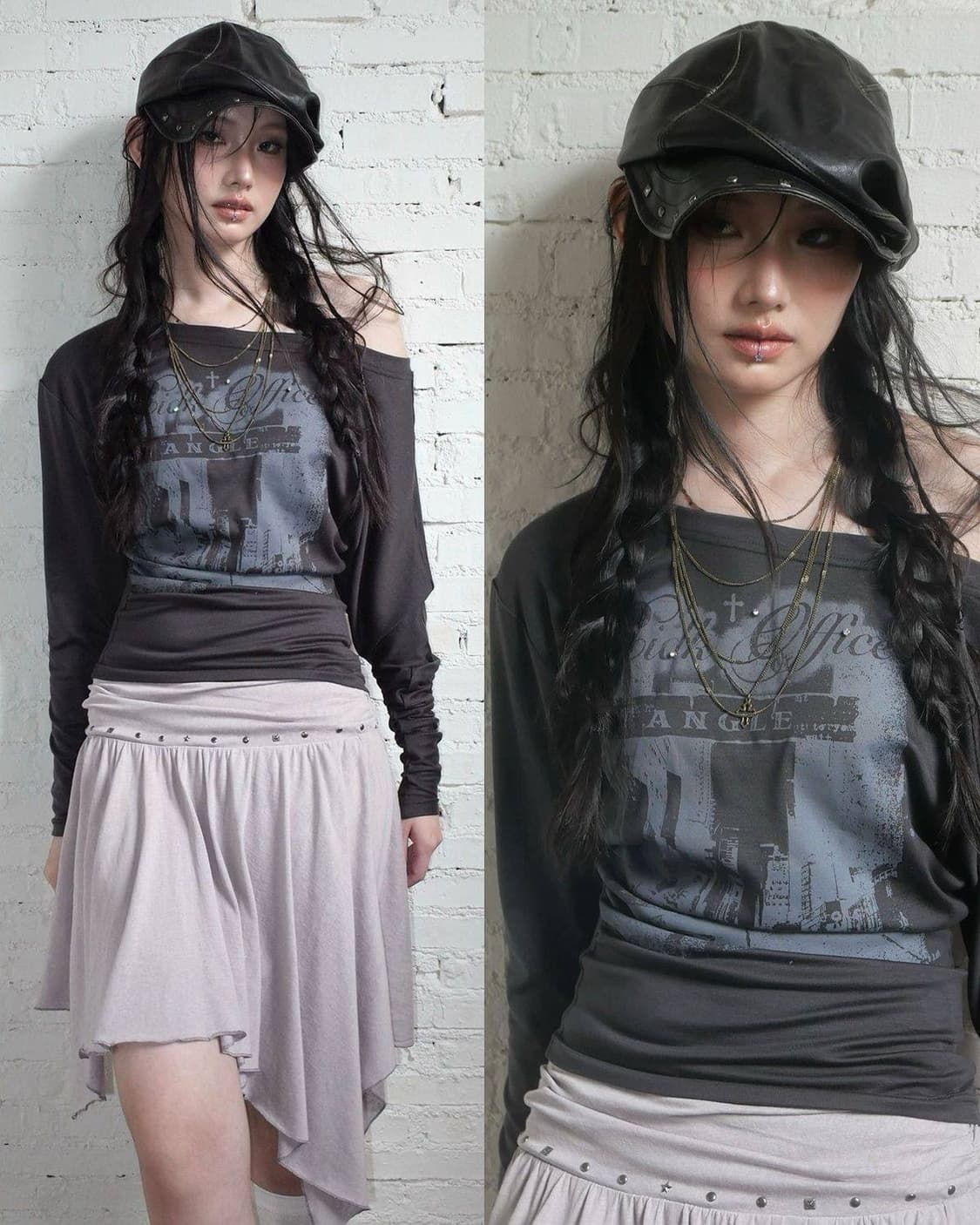 빈티지 무드 레더 스터드 캡 상품이미지5