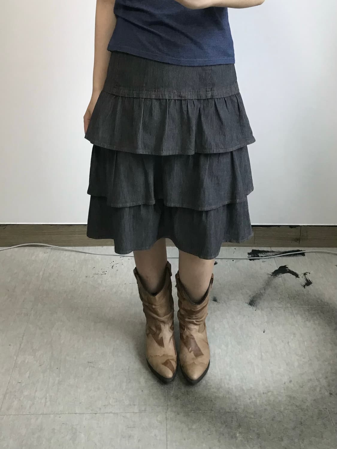 빈티지 데님 캉캉 스커트 상품이미지1