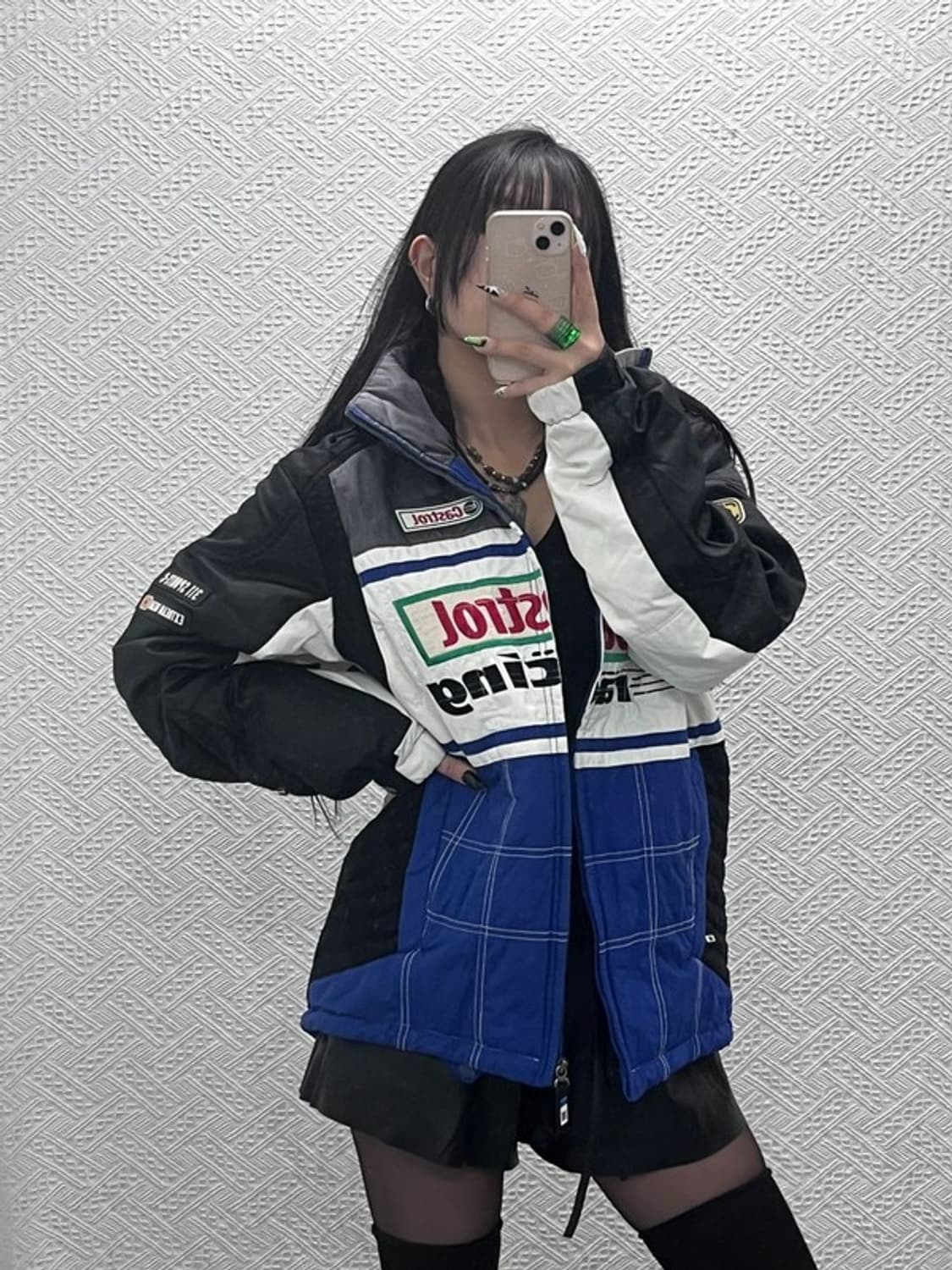 Castrol 올드스쿨 패치워크 누빔 레이싱 점퍼 자켓 M C08692 상품이미지2