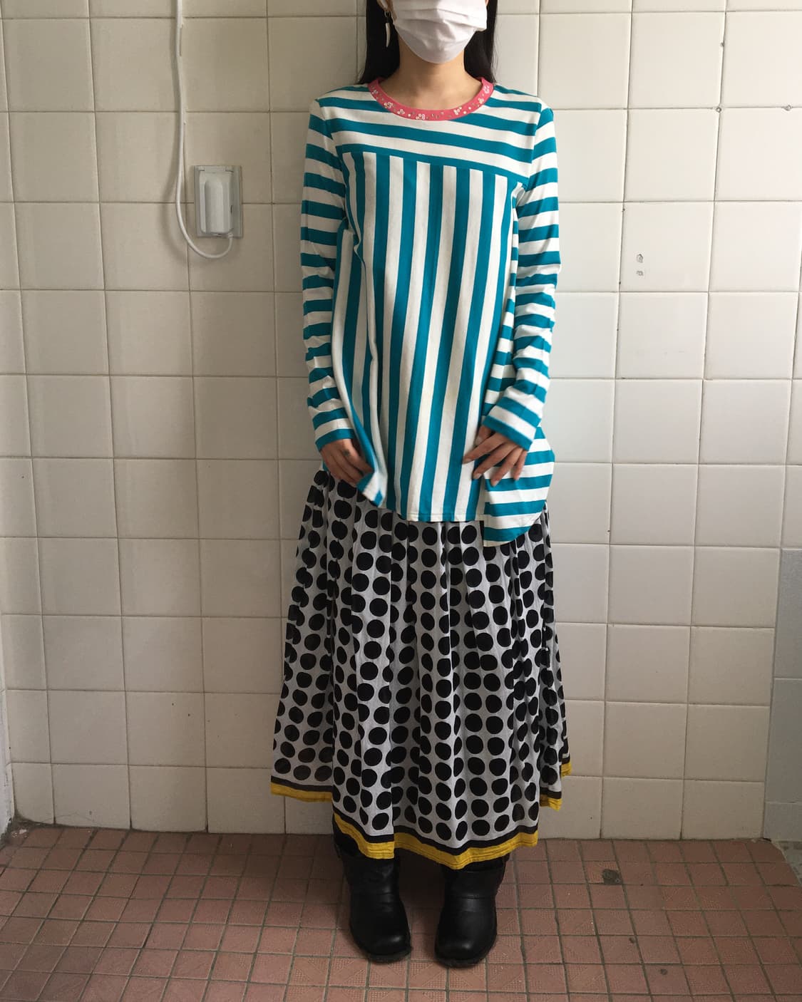 Stripe pattern mixed sleeve 상품이미지8