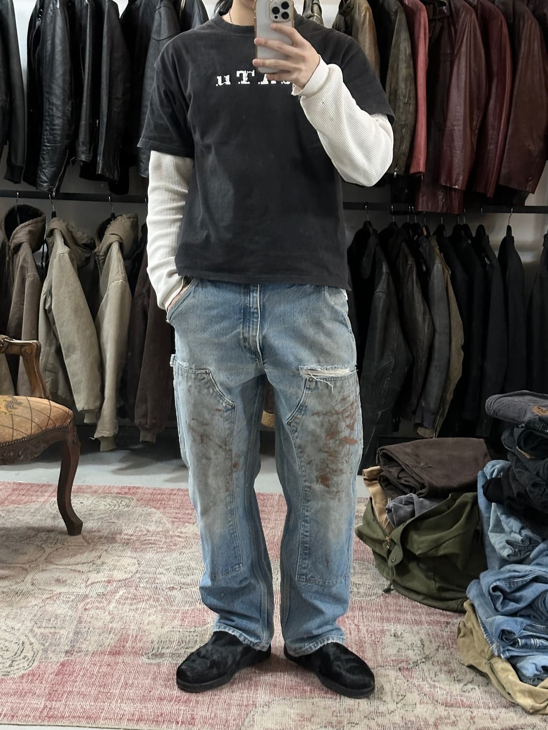 OG 칼하트 데님 더블니 팬츠 칼하트 B73 썩블니 상품이미지2