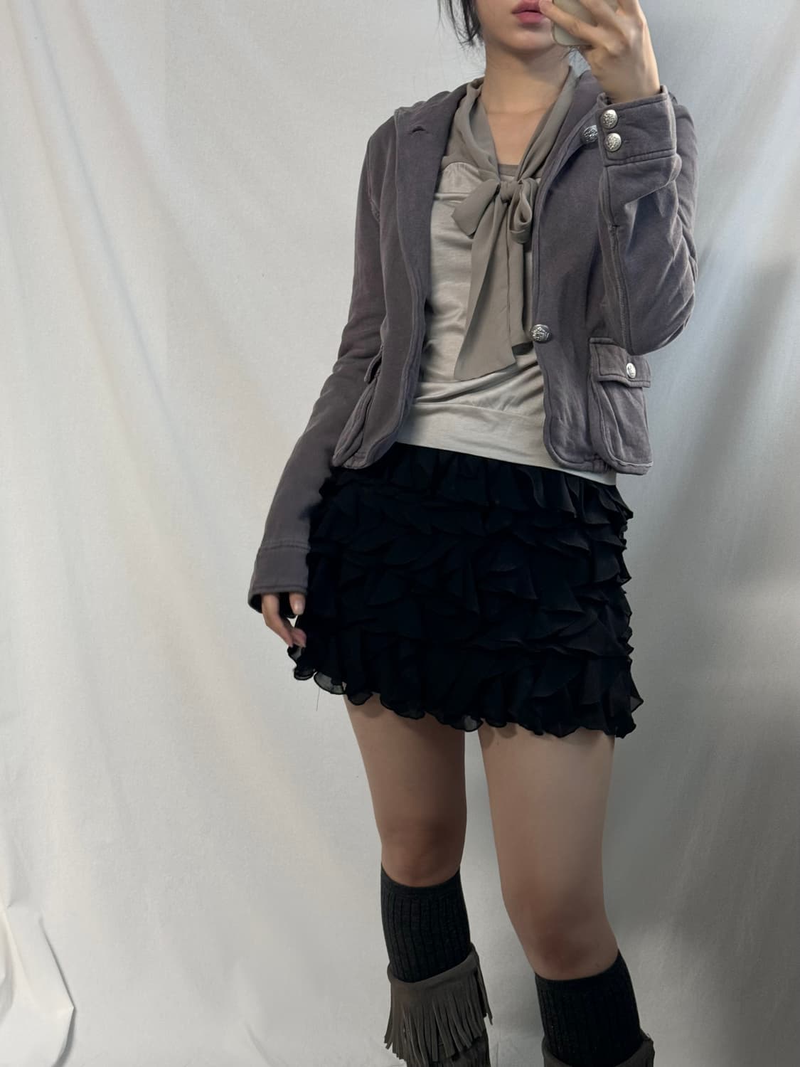 워싱 후디드 버튼 디테일 자켓 상품이미지8