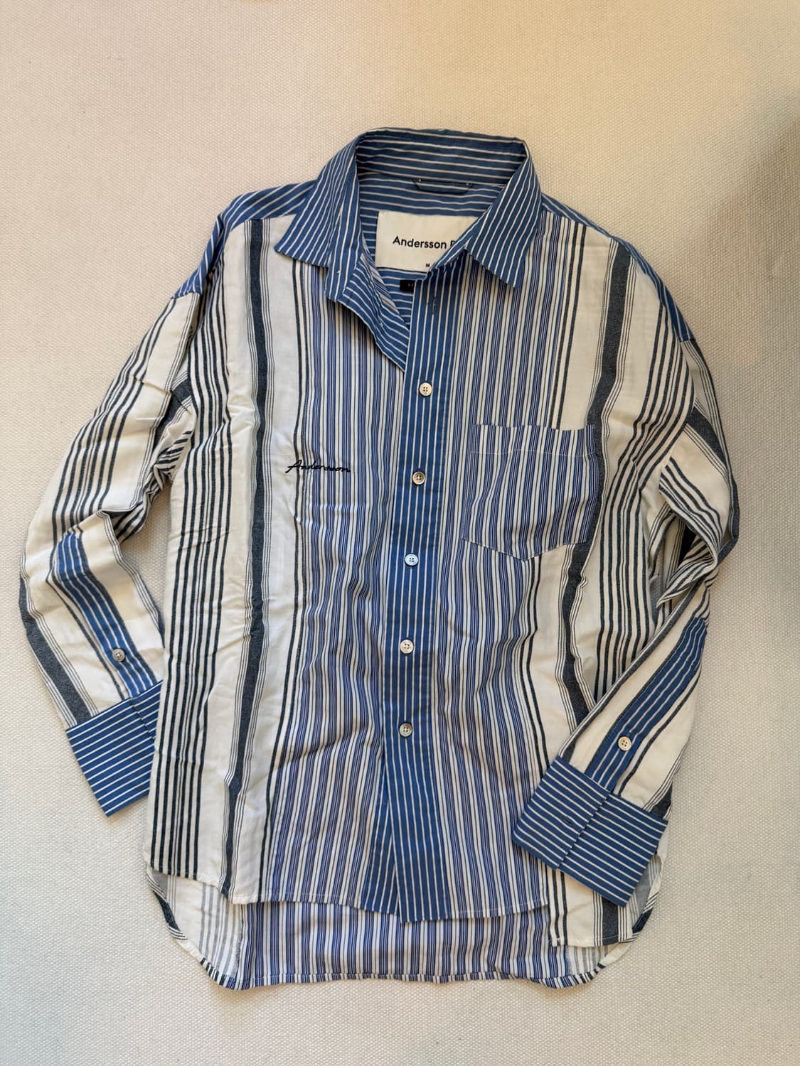 앤더슨벨 스트라이프 패치워크 셔츠 M 상품이미지2