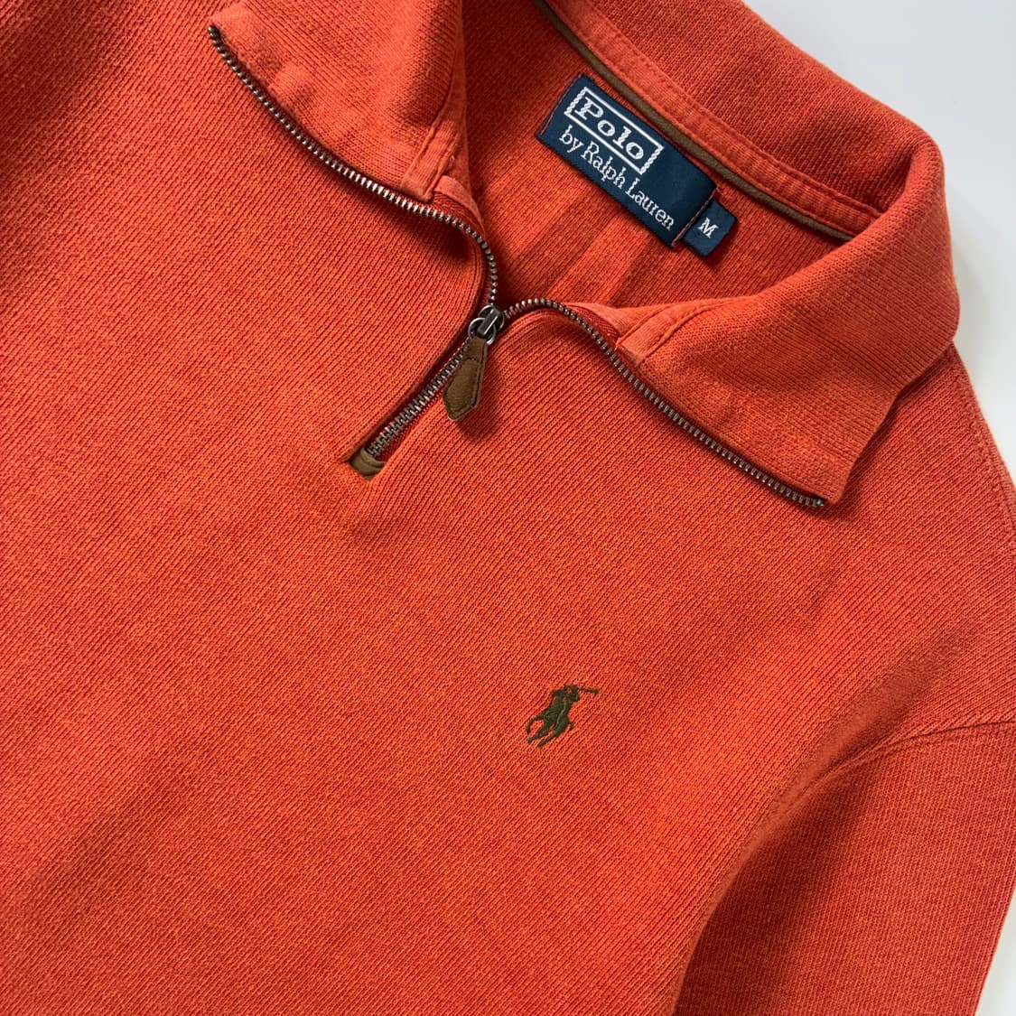 Polo  폴로 랄프로렌 자수 코튼 오렌지 반집업 니트  상품이미지3