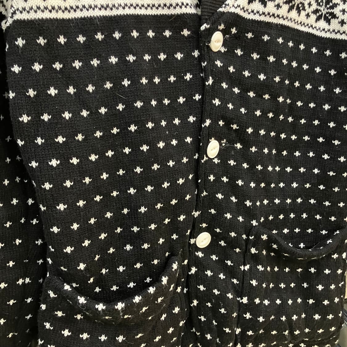 준야 와타나베 맨 꼼데가르송 페어 아일 패턴 숄카라 가디건 XL 상품이미지5