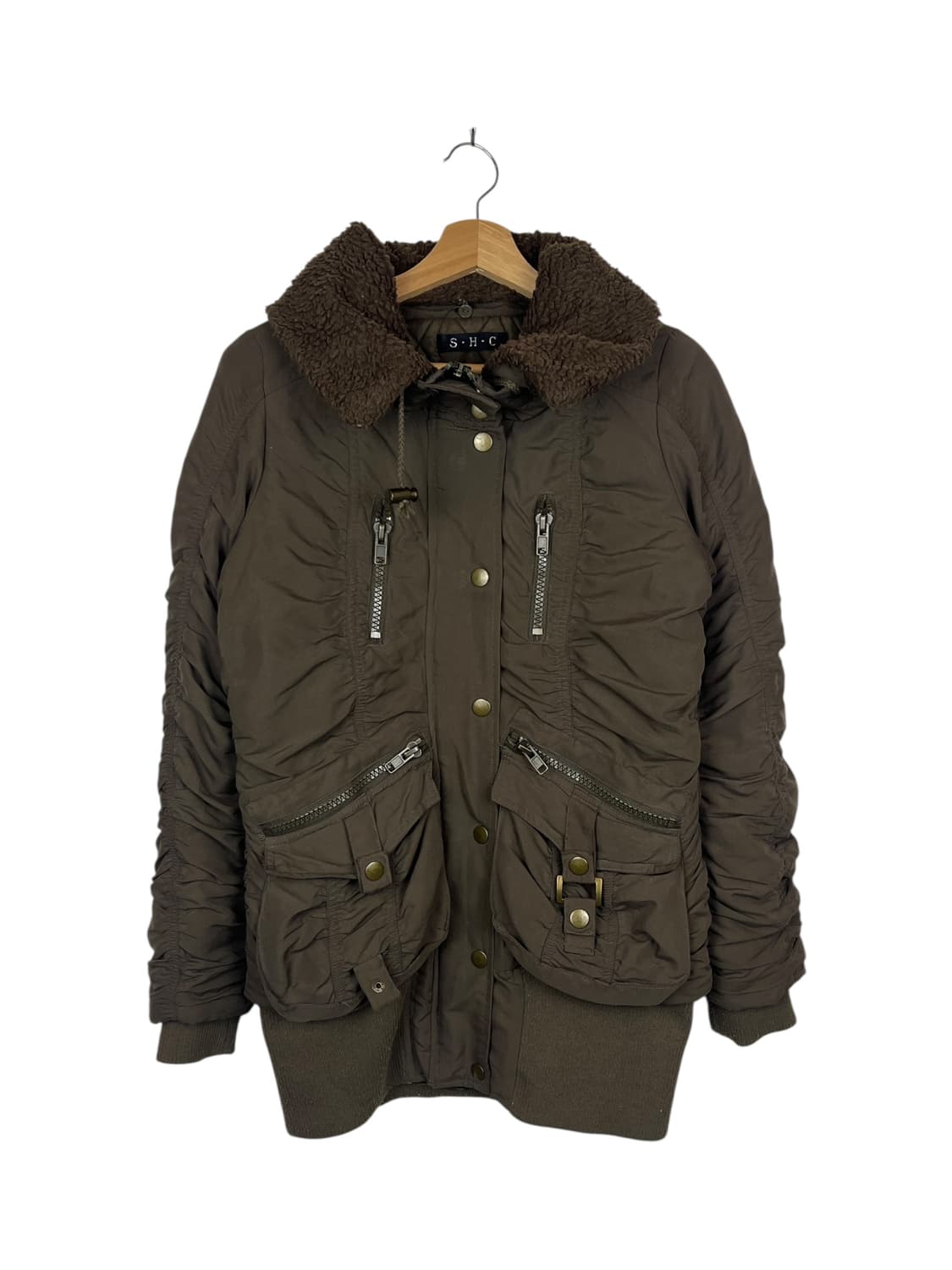 S.H.C 카키 포켓 쉐르파 패딩 점퍼 M 상품이미지1