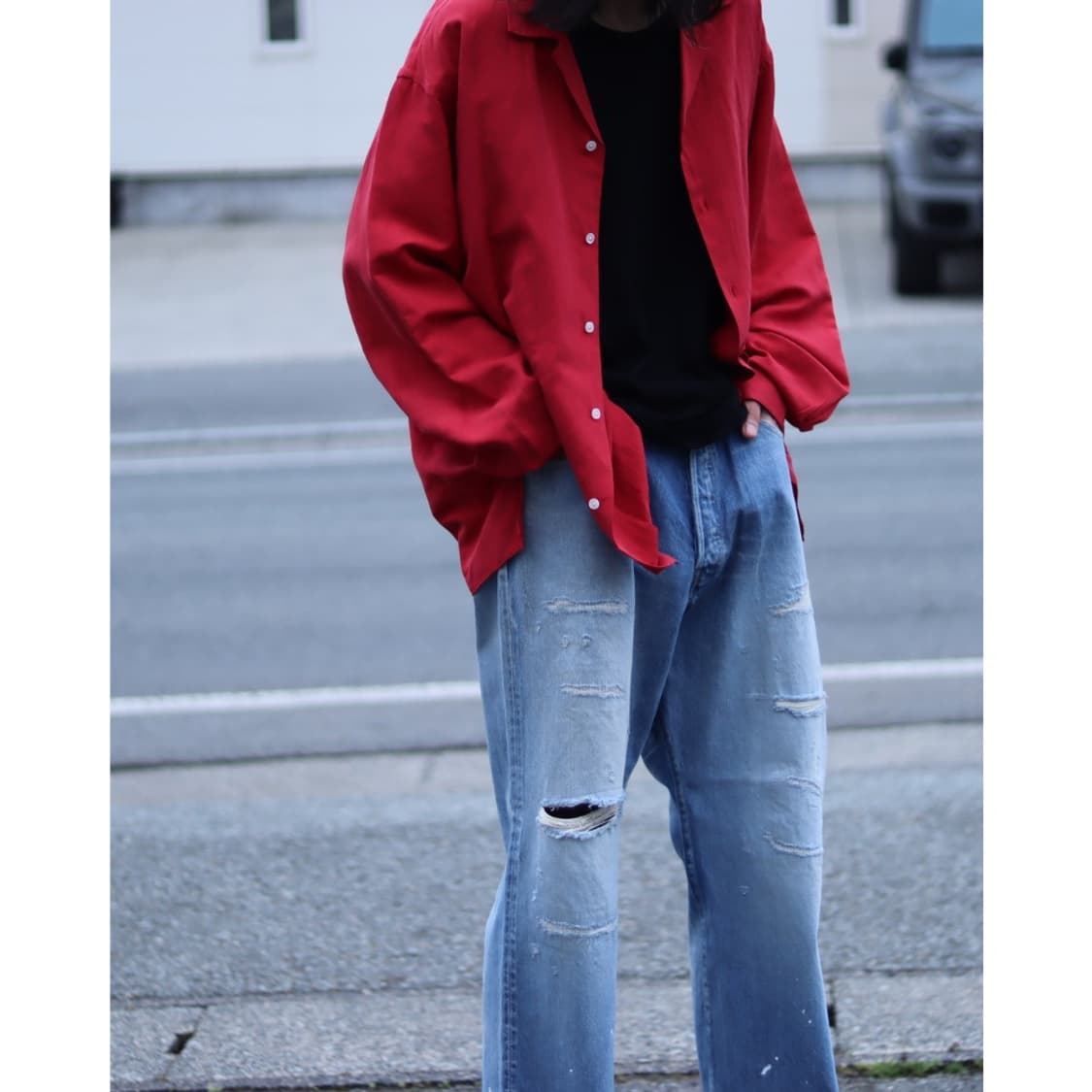 26ss Vintage Silk Linen Open Collar 셔츠 상품이미지7